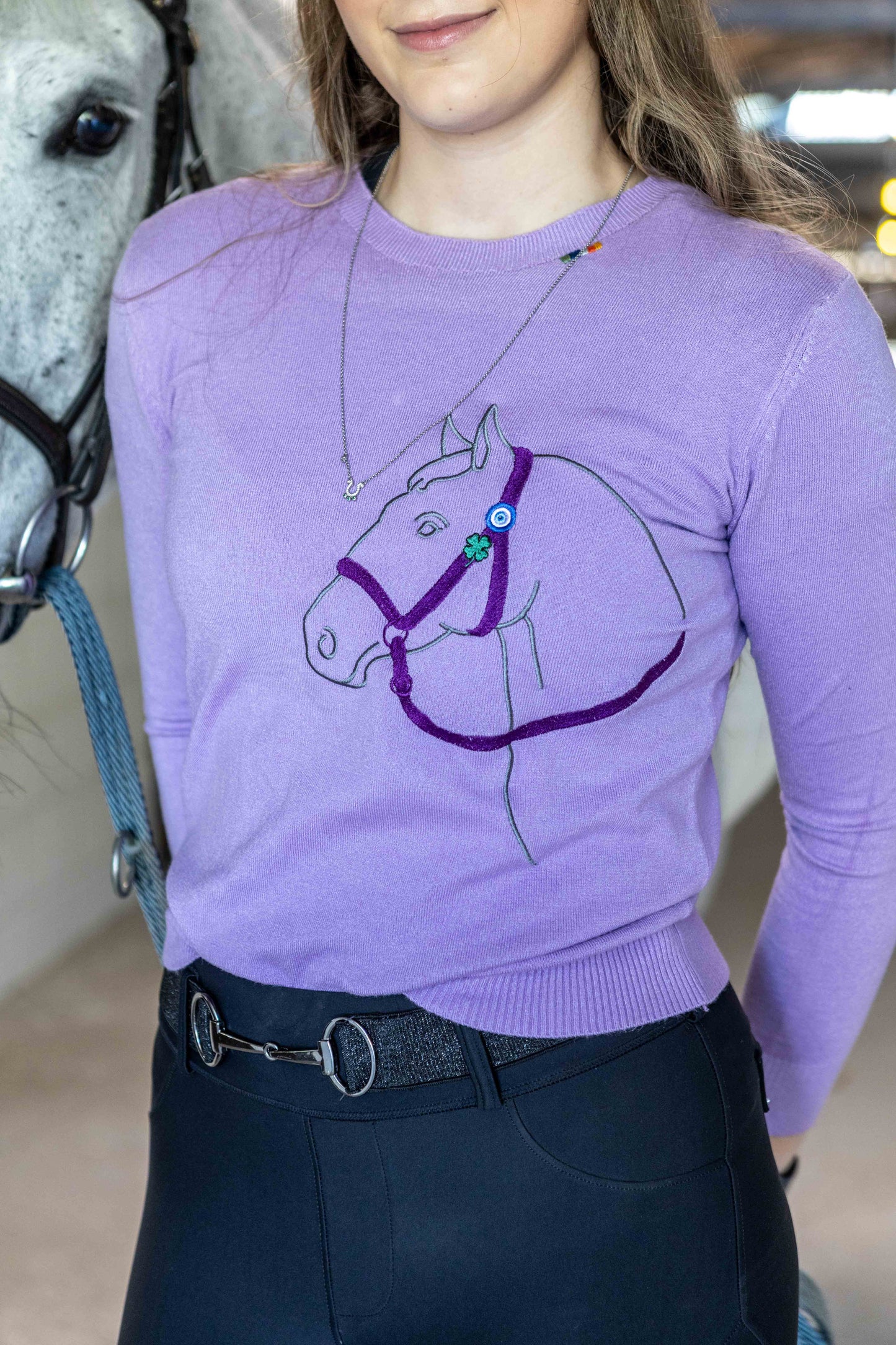 Pullover Careca Cavalo Perfil - Lilás