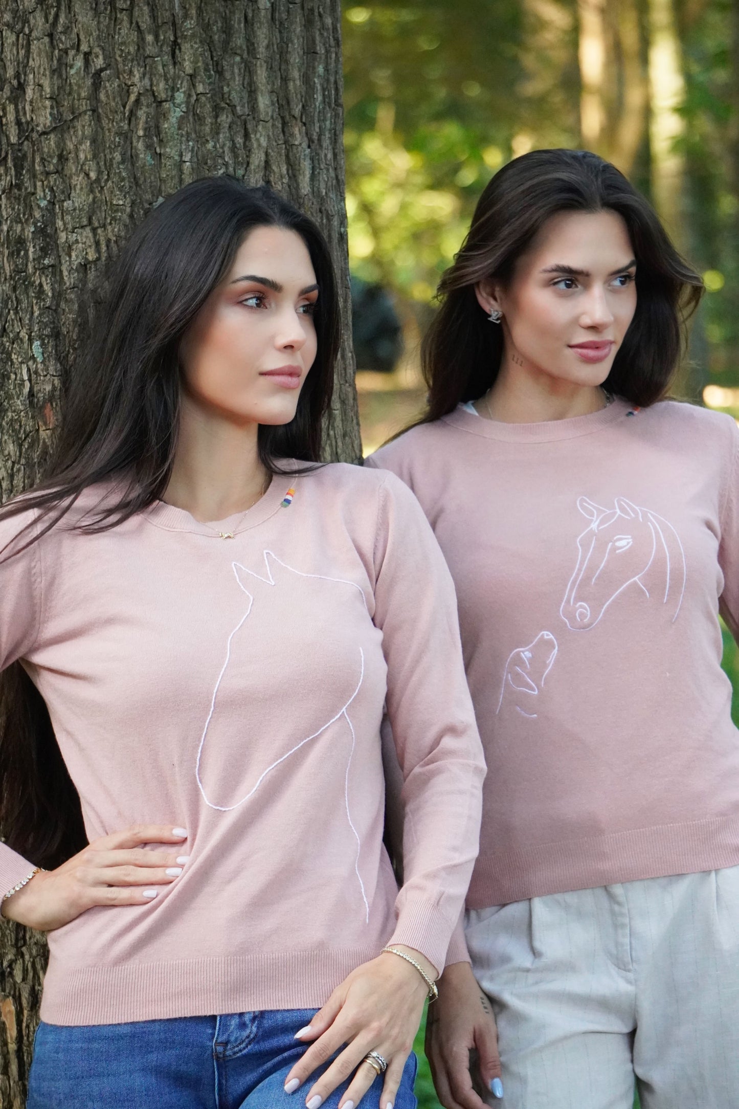 Pullover careca - Cavalo Contorno *bordado a mão* - Rosa