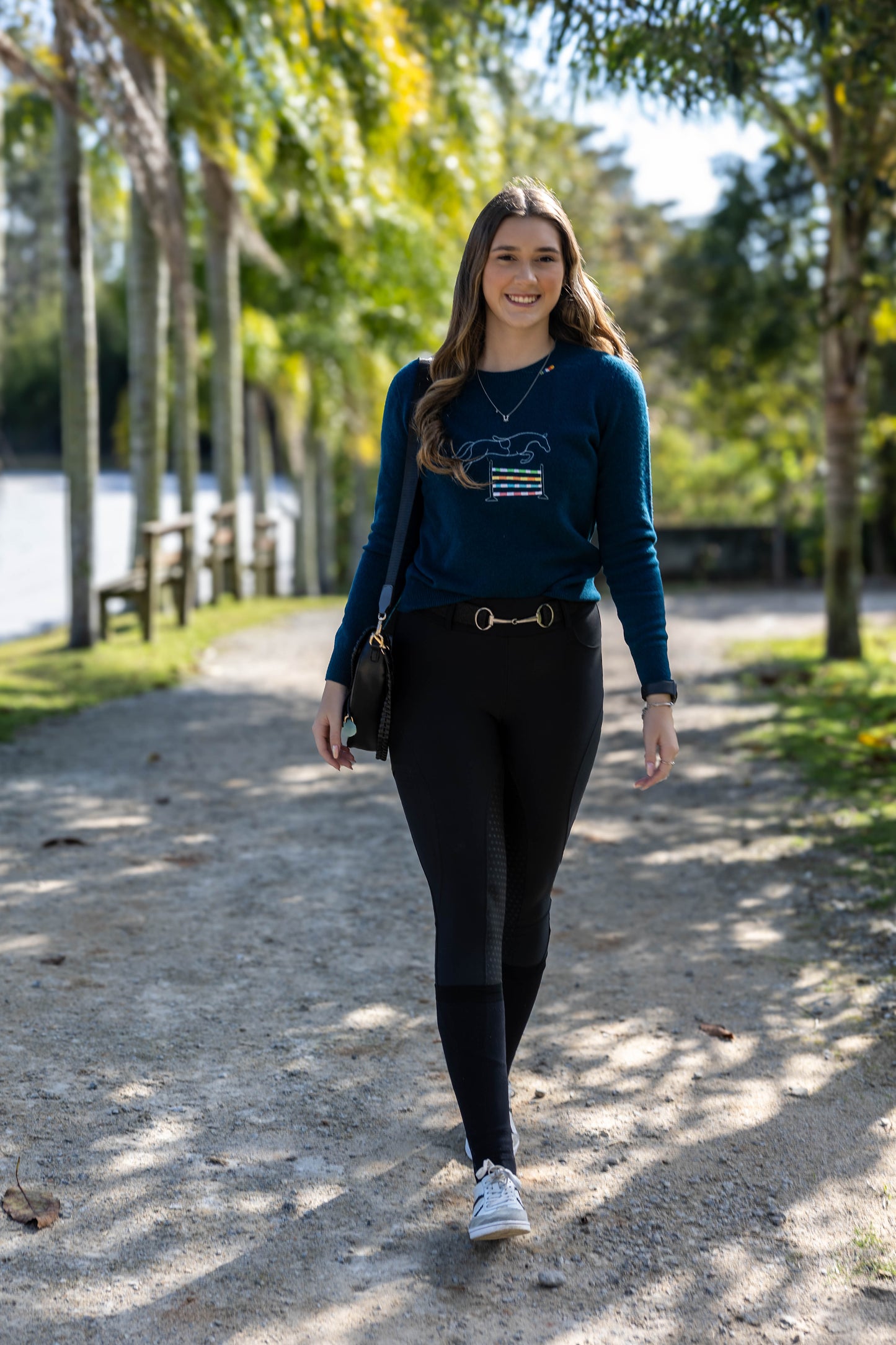 Pullover Careca lã Cavalo Saltando Moderno - Marinho