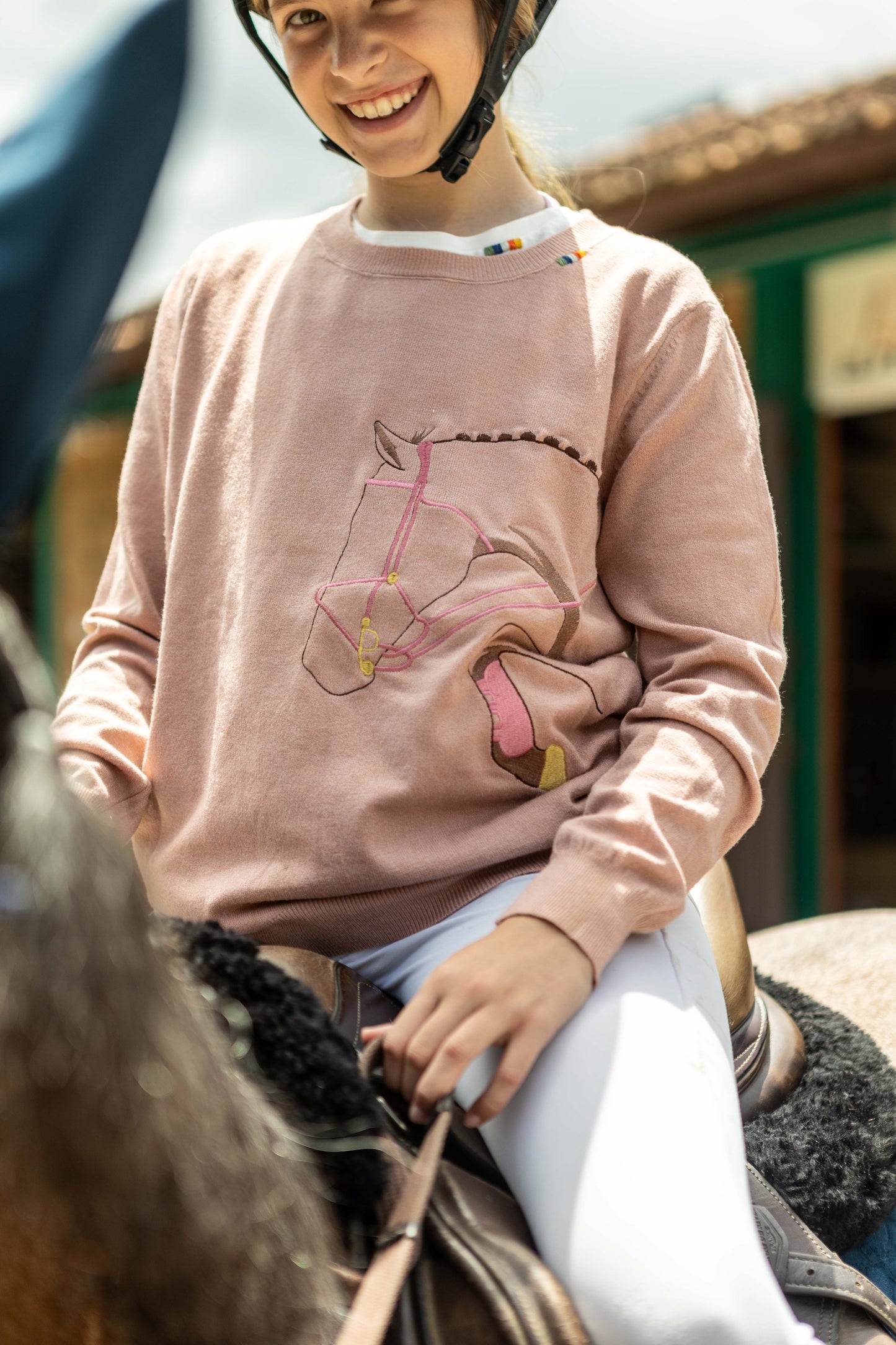 Pullover careca - Cavalo Rédeas - Rosa